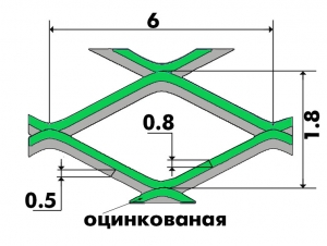 Сетка просечно-вытяжная  1,8х6,0х0,8х0,5 оцинкованная 0.5х1.5м Зображення 4