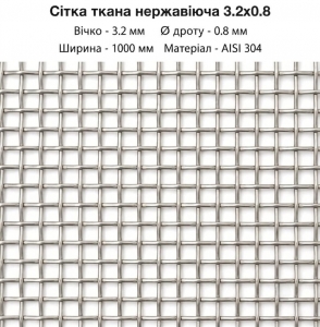 Сетка тканая нержавеющая  3,2х0,8 Зображення 1
